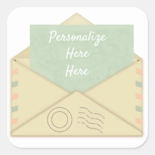 Envelope do vintage e etiqueta da letra