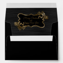 Envelope Dourado de arte elegante Preto Metálico F
