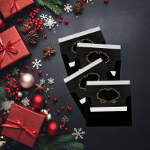 Envelope Dourado de arte elegante Preto Metálico F