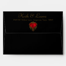 Envelope Dourado Negra Vermelho Elegante