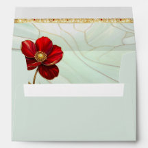 Envelope Flor Vermelha Vidro Colorido