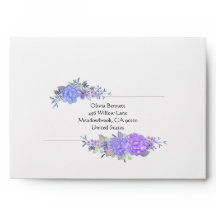Envelope Floral em Pastel Roxo e Azul
