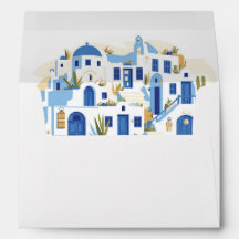 Envelope Grécia Santorini Grego Azul Branco