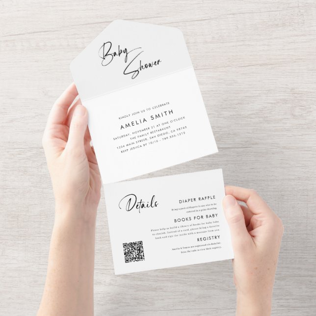 Envelope Manuscrito Minimalista Moderno Tudo em Um (Aba destacável)