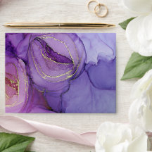 Envelope Romântico de Casamento Floral Roxo