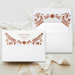 Envelope Rustic Terracotta Mexicano para Casamento