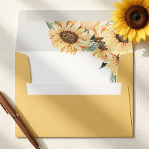 Envelope Rústico de Girassol para Casamento Countr