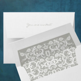 Envelopes de casamento em damasco cinza Silver Clo