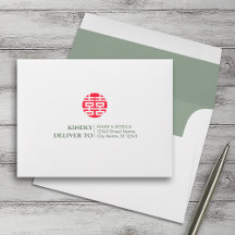 Envelopes RSVP de Casamento Chinês/Vietnamita