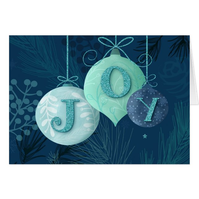 Enviar Joy com este cartão de feriado azul de tom- (Frente Horizontal)