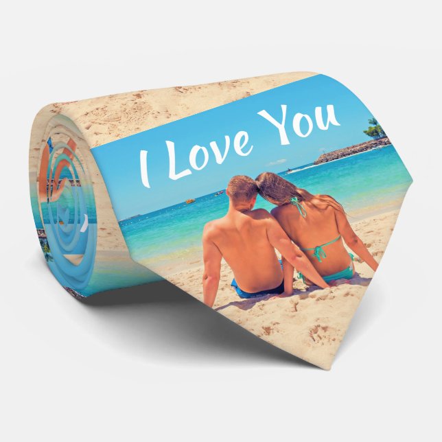 Envie Sua Foto Gravata Presente Texto - Eu Te Amo (Rolled)