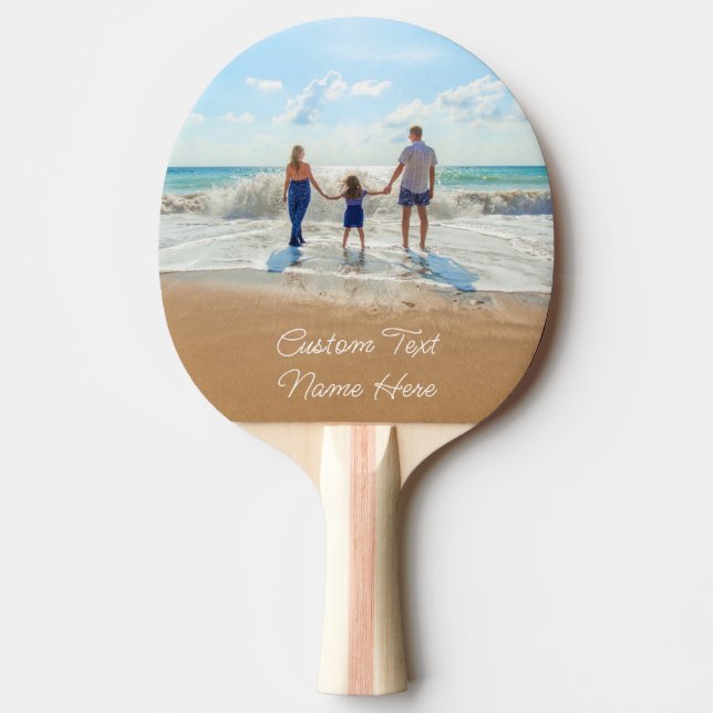 Envie Sua Foto Raquete de Ping Pong com Texto Pers (Frente)