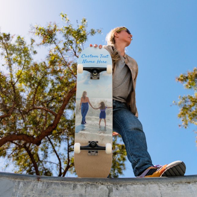Envie sua foto Skateboard Presente Adicionar texto (Ao ar livre 1)