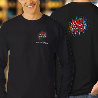 Envio de Nome e Logotipo Camisa Preta Manga Longa 