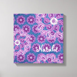 Envoltório quadrado das canvas da flor & da sarja