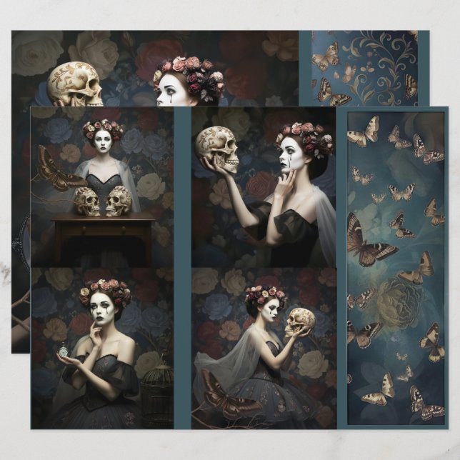 Ephemera Sheet Gothic Rose Queen  (Frente/Verso)