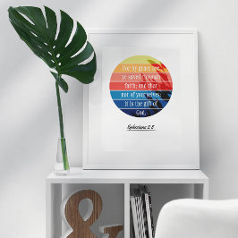 Ephesianos 2:8 KJV Multicolor Poster