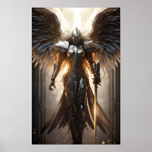 Epic Fantasy Warrior Segurando Poster de Espada Lo