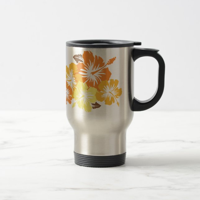 "Epic Hibiscus" em Caneca de Viagem Laranja (Direita)