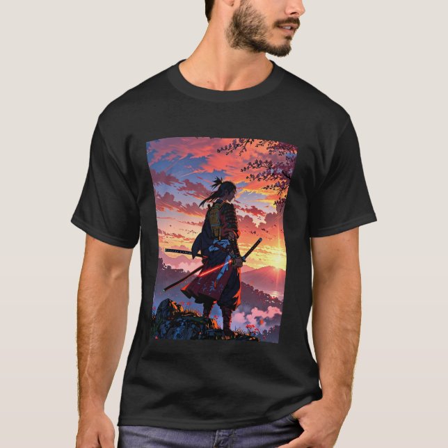 Epic Samurai Warrior T-Shirt Design - Estilo de An (Frente)