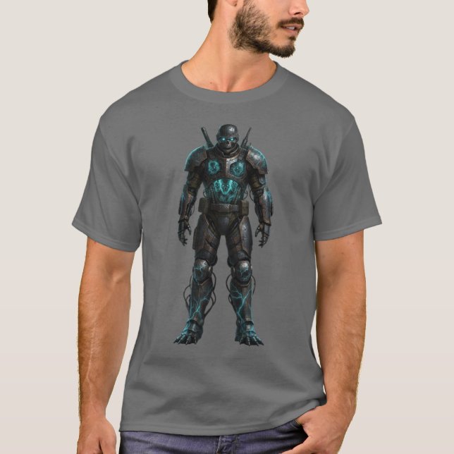 EPIC Sci-Fi Power Armor Futuristic Warrior T-Shirt (Frente)