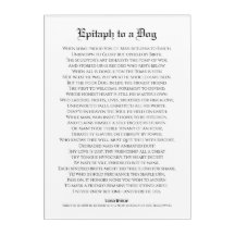 Epitáfio a um Cachorro, Lord Byron Poem