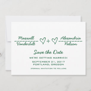 Equação de Coração Verde Salvar o Convite de Data