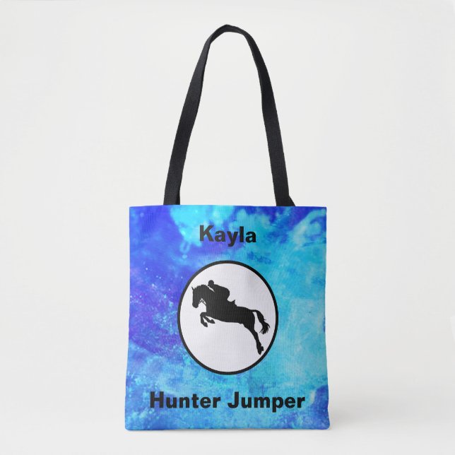 Equestrian Hunter Jumper Watercolor Horse Tote Bag (Frente)