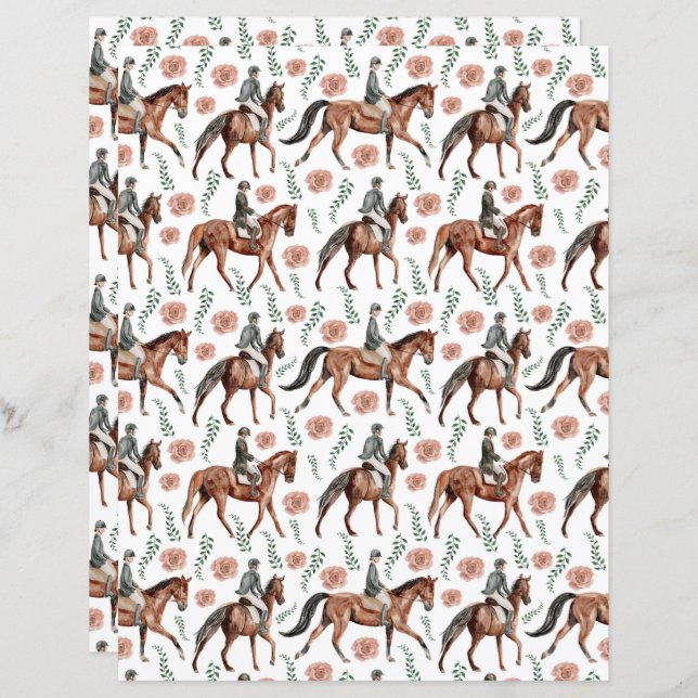 Equestrian Scrapbook Paper (Frente/Verso)
