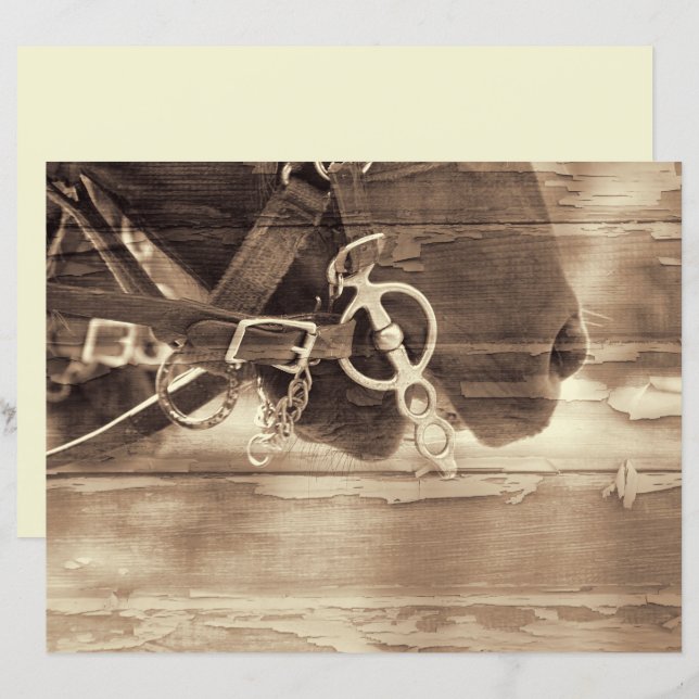 Equídeo Vintage Western Sépia Dissociação Rústica  (Frente/Verso)