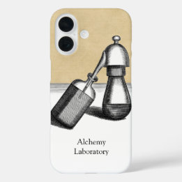 Equipamento de laboratório de alquimia com nome