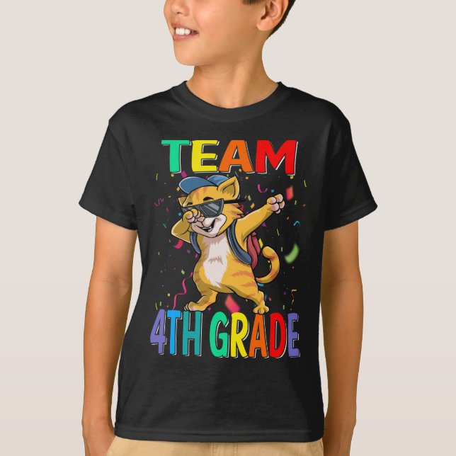 Equipe 4º ano de Cat de volta à camiseta escolar (Frente)