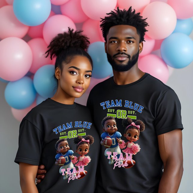Equipe Azul Equipe Rosa Gênero Revelar T-shirt (Team Blue or Team Pink Gender Reveal Baby Shower Tshirts. Boy or Girl? Choose your team!)