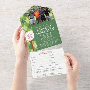 Equipe de fotos personalizada RSVP do dia de golfe