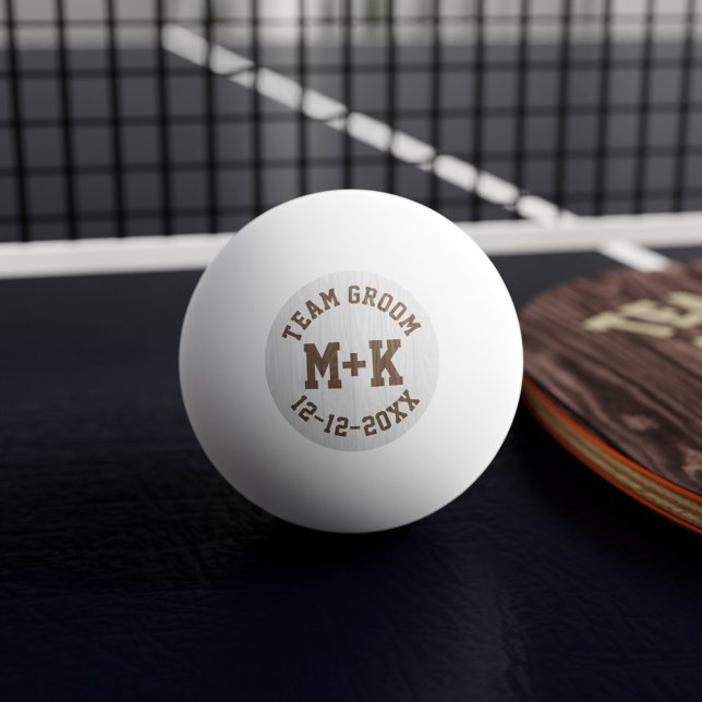 Equipe do Noivo Bola de Ping Pong de Casamento (Add your initials & wedding date to this Team Groom ping pong ball and get ready to beat Team Bride!)