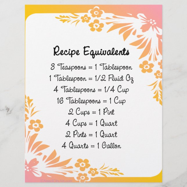 Equivalentes de receitas Pastel Floral Flyer (Frente)