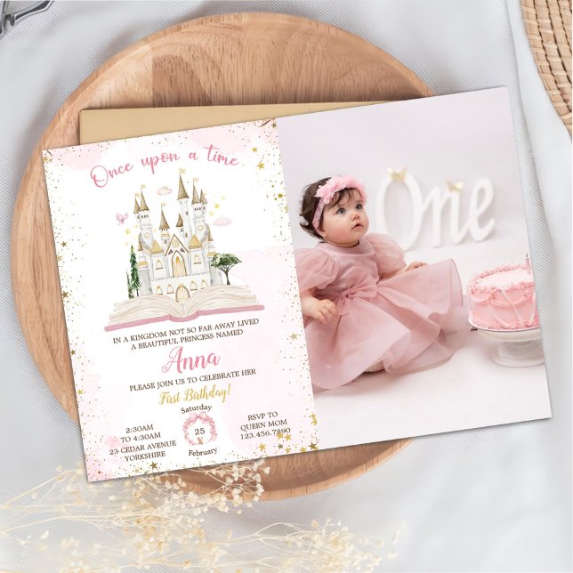 Era Uma Vez Princesa 1º Festa Foto Convite (Criador carregado)