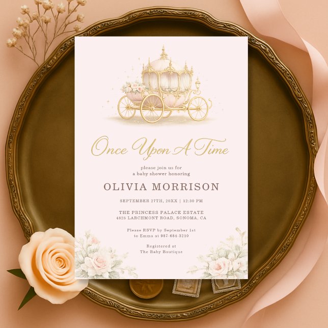 Era Uma Vez Princesa Convite de Chás de Bebê Rosa (Criador carregado)