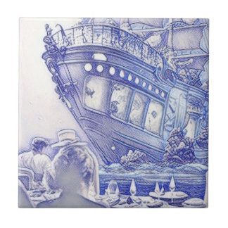Era Vitoriana Fantasy Sea Azulejos Azul e Branco 1
