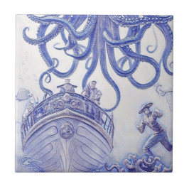 Era Vitoriana Fantasy Sea Azulejos Azul e Branco 2