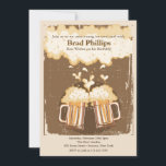 Erga um Copo de Cerveja Convite<br><div class="desc">Um convite com tema de cerveja e charme retrô. Ele apresenta duas canecas de cerveja espumante contra um fundo marrom e bege desgastado. Perfeito para celebrações de aniversário,  despedidas de solteiro,  celebrações de promoção,  festas de despedida e muito mais.</div>