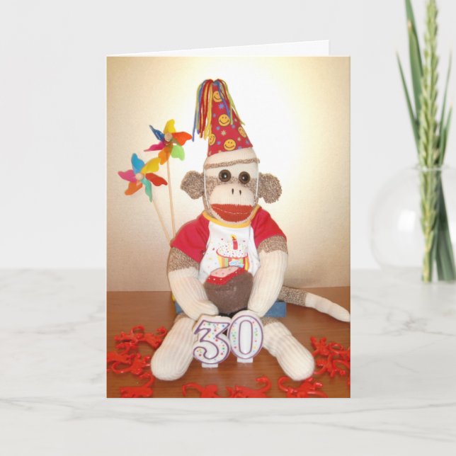 Ernie o cartão de aniversário de 30 anos do macaco (Frente)