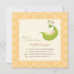 Ervilha em um convite do chá de fraldas do menino