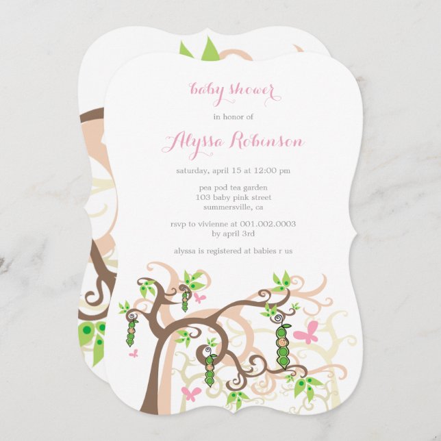 Ervilha Rosa No Convite Para Chá de fraldas De Rap (Frente/Verso)