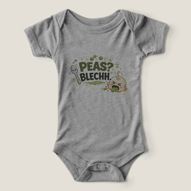 Ervilhas? Blechh. Camiseta de Bebê Mal-Humorado na (Design frontal)