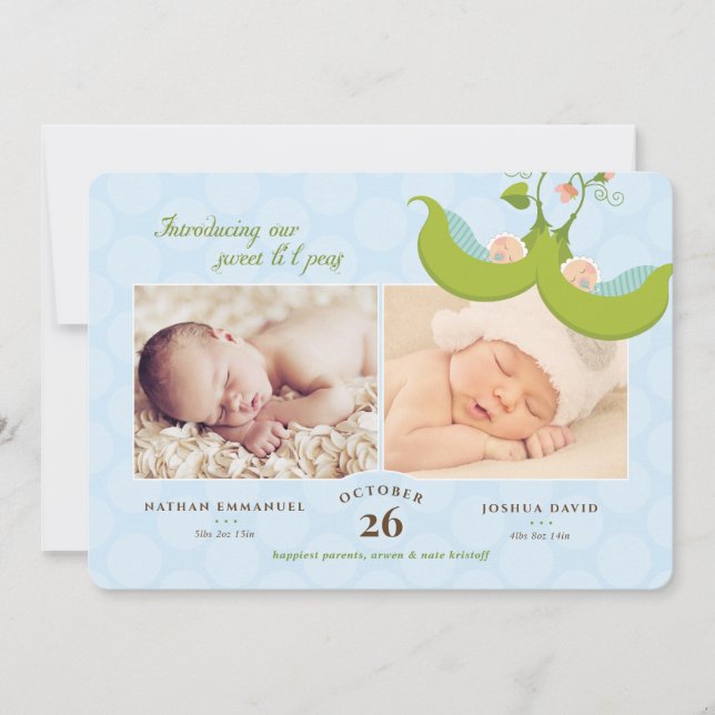 Ervilhas em um anúncio de nascimento de Fotos de 2 (Frente)