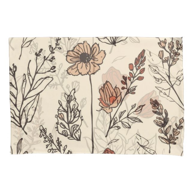 Esboço Botânico Vintage de Flores Silvestres Rústi (Frente)