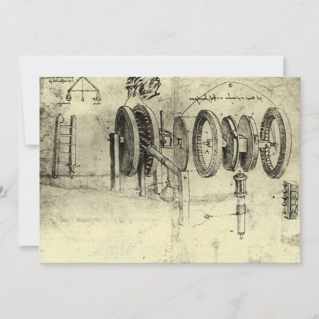 Esboço de Engenharia de Leonardo da Vinci de uma r (Frente)