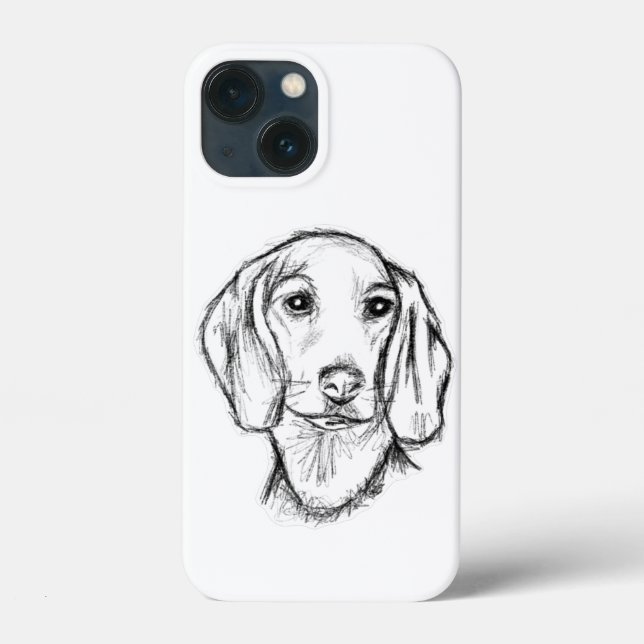 esboço desenhado à mão de dachshund cachorro filho (Verso)