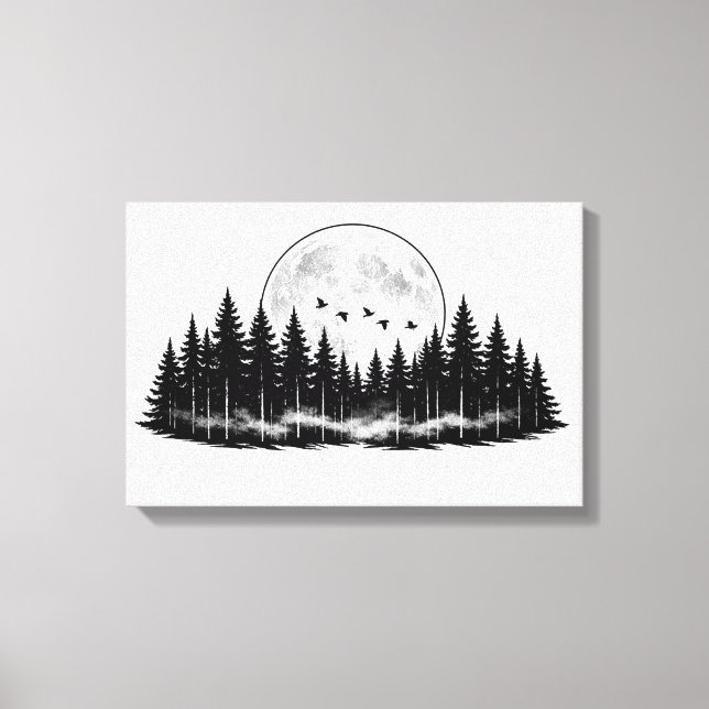 Esboço Floresta Preto e Branco, decoração de casa (Frente)